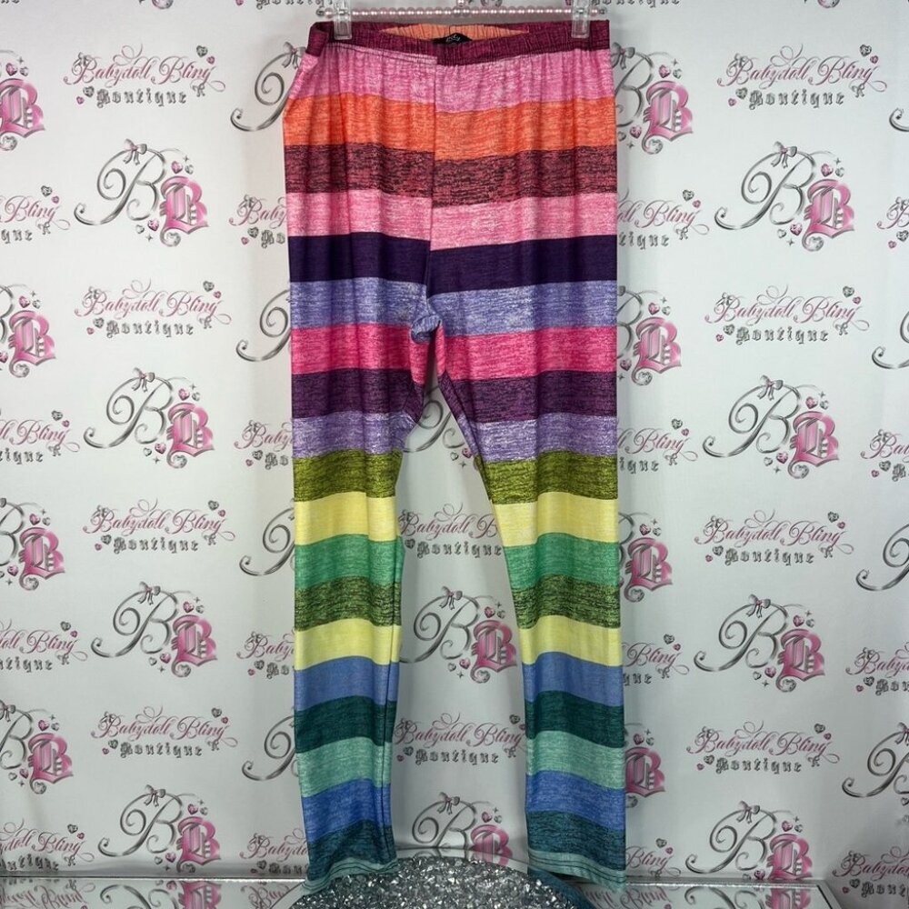 Lily by firmiana tights multicolor rainbow stripes Striped tight Leggings